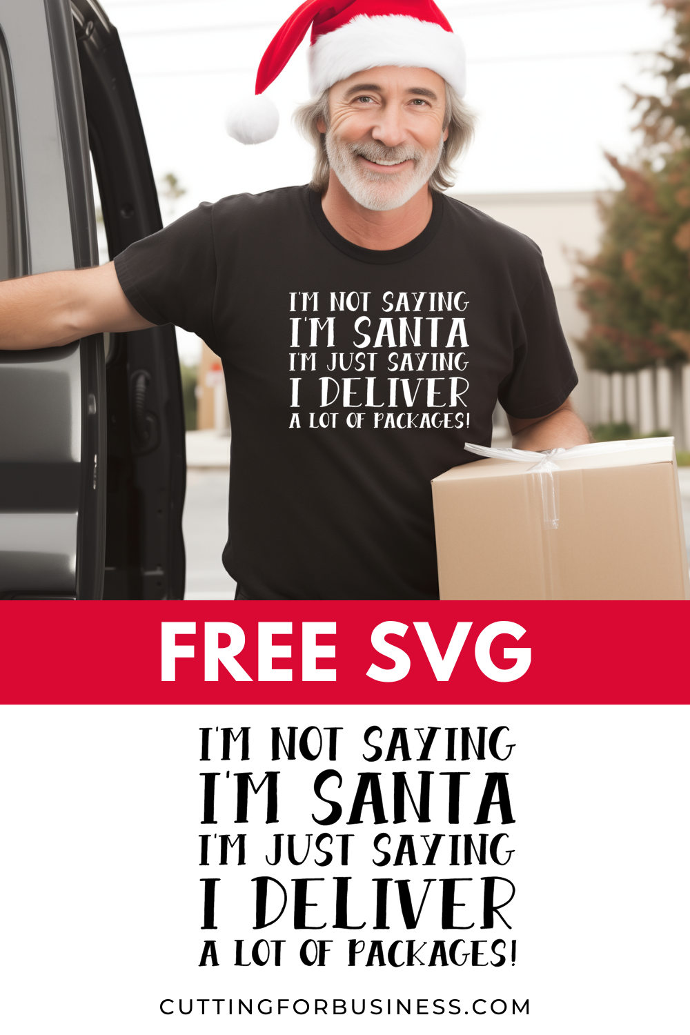 Free delivery driver Christmas SVG. Perfect for USPS, FedEx, DHL, Amazon, and UPS - cuttingforbusiness.com
