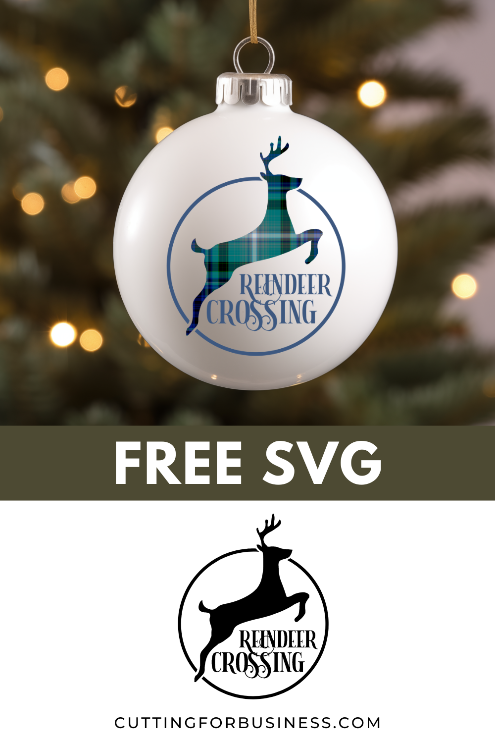 Free Christmas SVG - Reindeer Crossing - cuttingforbusiness.com